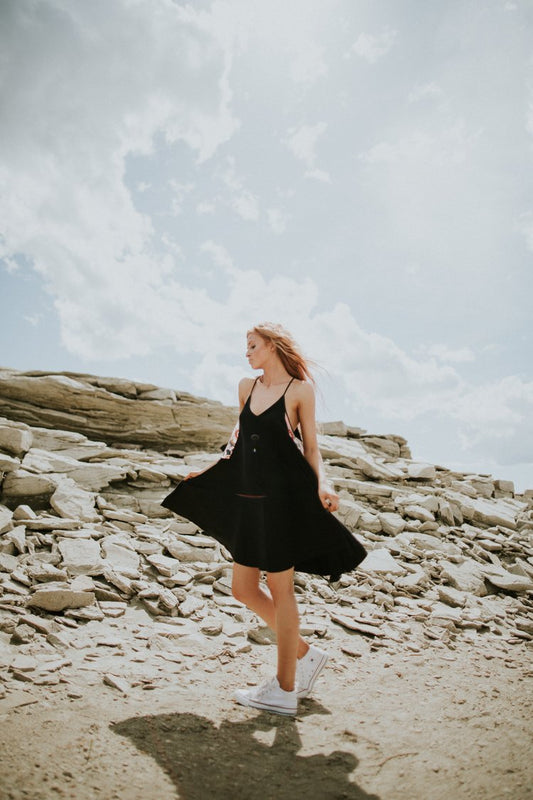 Astral Bloom Dress: Black