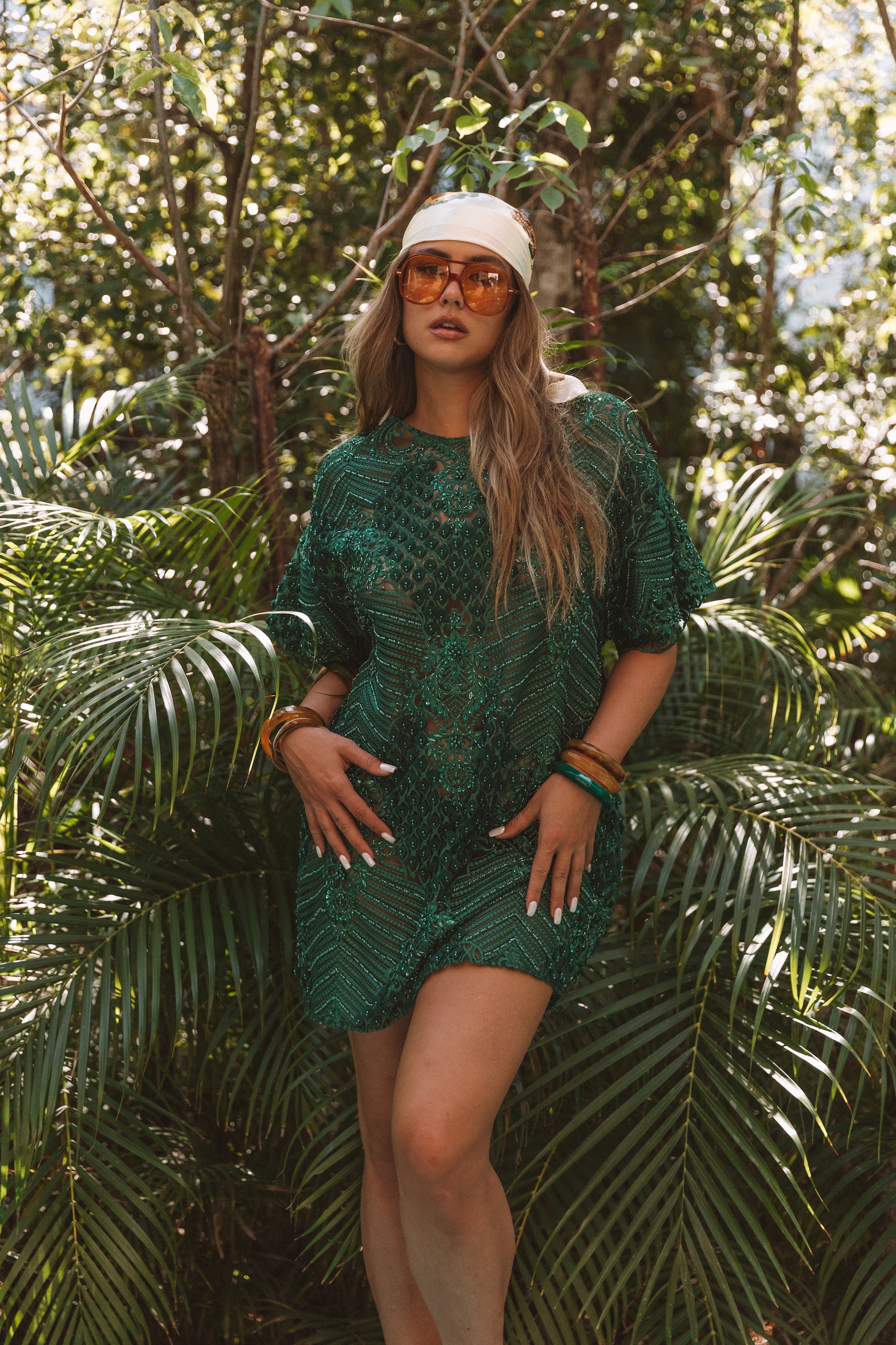 Beaded Palm Mini Dress Talia Leigh Beaded Palm Mini Dress Talia Leigh
